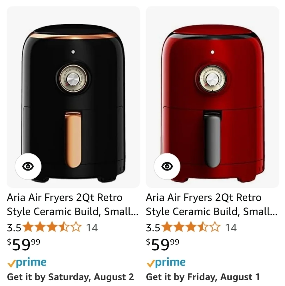 ARIA AIRFRYER Black and Gold Ceramic Air Fryer 2‎ Quart Unopened NEW in BOX